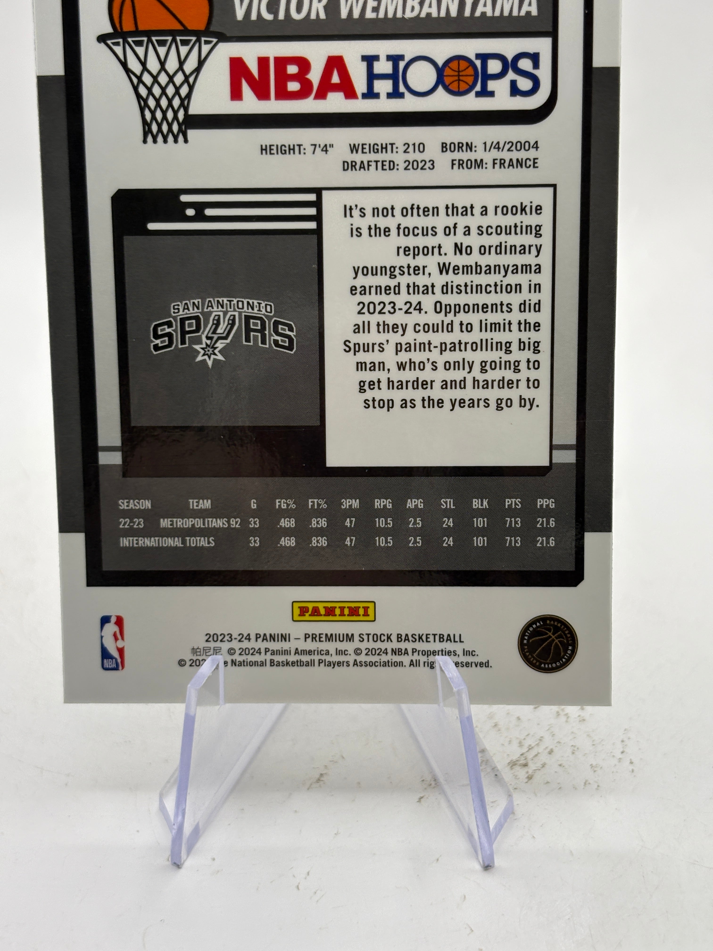 2023-24 Nba Hoops Premium Stock - Victor Wembanyama #108 Cracked Ice Prizm (RC)